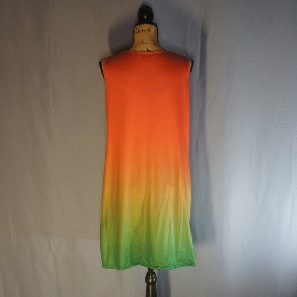 Misslook Ombre Midi Dress Orange to Green - Picture 4 of 8